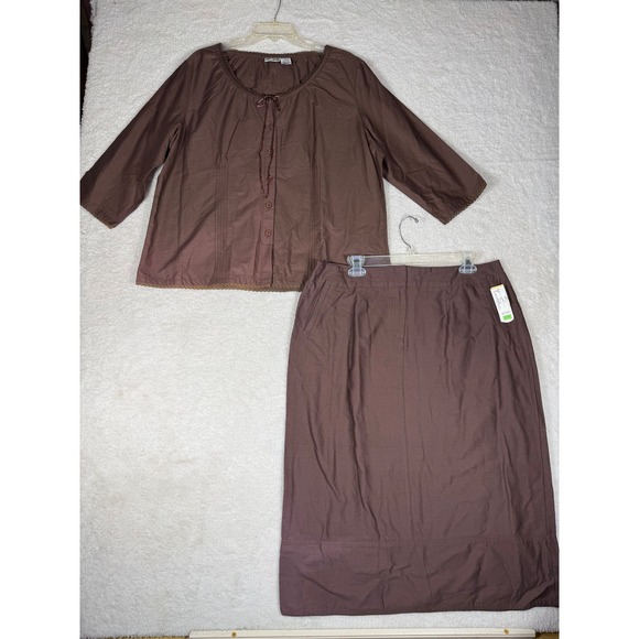 Sun River Clothing Co Dresses & Skirts - Sun River Skirt Set Women 2X Brown NWT Lace Trim Boho Cottagecore vintage 90's